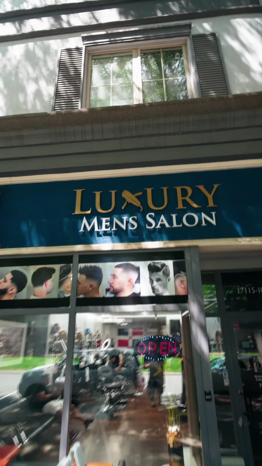 Luxury Mens Salon storefront at 17115 Kenton Dr